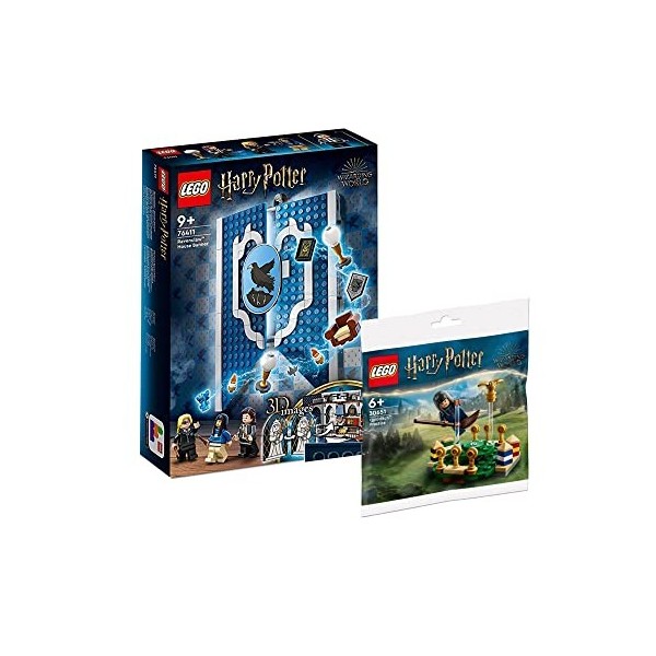 Lego Harry Potter Kit blason de Poudlard – Bannière de maison Serdaigle 76411 + Quidditch Training 30651 pour enfants à p