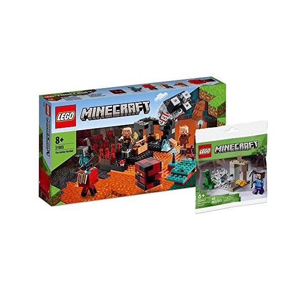 Lego Minecraft Set : le Netherbastion 21185 + la grotte 30647 , jouet de construction pour enfants