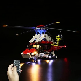 LocoLee Kit d’éclairage à LED pour Lego 42145 Technic L’Hélicoptère de Secours Airbus H175 Modèles Non Inclus ，Lumière Compa