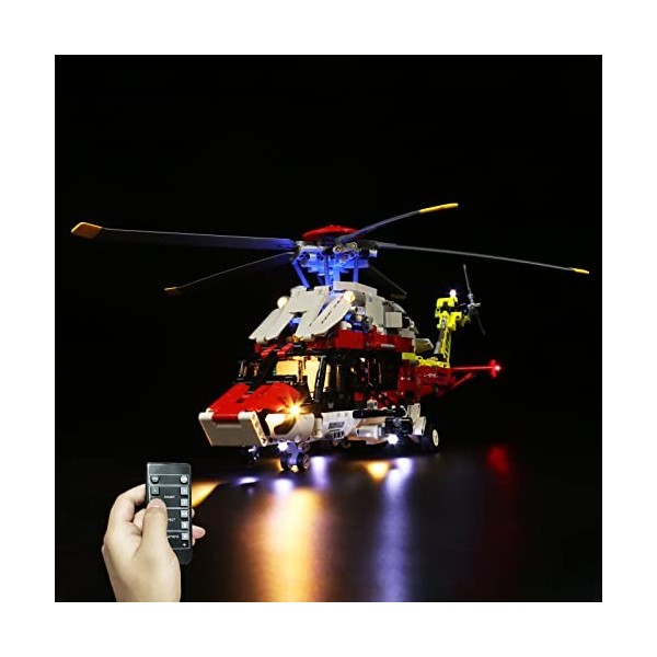 LocoLee Kit d’éclairage à LED pour Lego 42145 Technic L’Hélicoptère de Secours Airbus H175 Modèles Non Inclus ，Lumière Compa