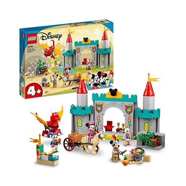 LEGO 10780 Disney Mickey Et Ses Amis Défenseurs du Chteau, Chteau Fort Jouet avec Chevaux Et Figurine De Dragon, pour Garçons