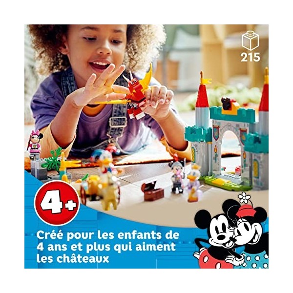 LEGO 10780 Disney Mickey Et Ses Amis Défenseurs du Chteau, Chteau Fort Jouet avec Chevaux Et Figurine De Dragon, pour Garçons