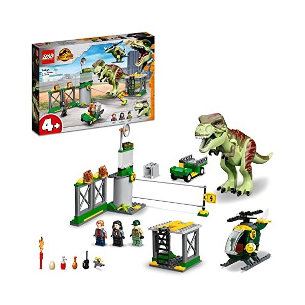 LEGO 76944 Jurassic World LÉvasion du T Rex: Jouet de Dinosaure avec Voiture, Maquette dHélicoptère et Aéroport, Cadeau pou