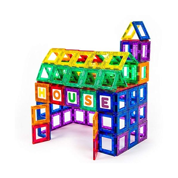 Playmags 80 pièces magnétiques Tiles Set: pédagogique Clickins Kit Comprend 40 magnétique de Windows et 40 Lettres et Chiffre