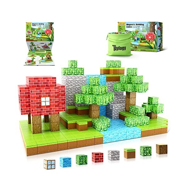 Toylogy Blocs de construction magnétiques - Kit mondial daimants Build Mine - Jouet magnétique pour garçons et filles âgés d