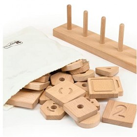 Andreu Toys- Sensory Geo String Shapes Jeux de Blocs, 16123, Bois Naturel, único