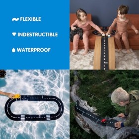 Waytoplay Circuit Expressway de 16 pièces pour Petites Voitures - Circuit Flexible, indestructibe et étanche - Circuit de Voi