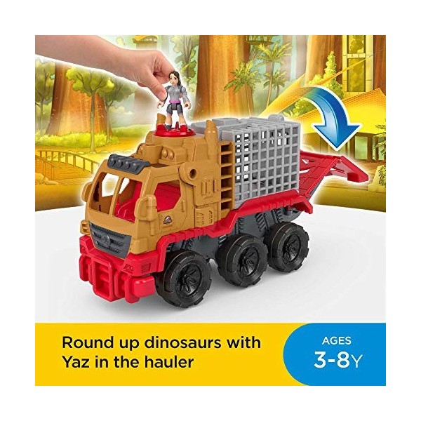 Imaginext Jurassic World coffret Camion de Capture avec 2 figurines, inspiré de « La colo du Crétacé », jouet pour enfant de 