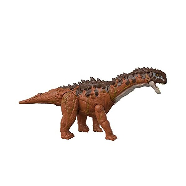 Jurassic World Figurine Dinosaure articulée Ampelosaurus, Gros Dégâts, sons et mouvements, avec code ADN scannable, Jouet Enf