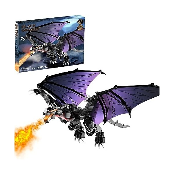 IKUPER Mega Dark Dragon Kit de construction avec grandes ailes réglables, ensemble de modèles daffichage à collectionner pou