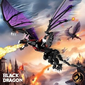 IKUPER Mega Dark Dragon Kit de construction avec grandes ailes réglables, ensemble de modèles daffichage à collectionner pou