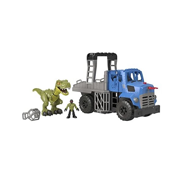 Imaginext Le Camion de Capture Jurassic World, Coffret véhicule avec figurine dinosaure en furie et accessoire, à collectionn