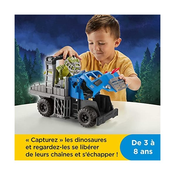 Imaginext Le Camion de Capture Jurassic World, Coffret véhicule avec figurine dinosaure en furie et accessoire, à collectionn