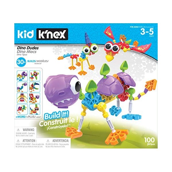 Kid KNEX 85611 30 Model Dino Dudes Building Set, Kids Craft Set with 100 Pieces, Educational Toys for Kids, Fun and Colourfu