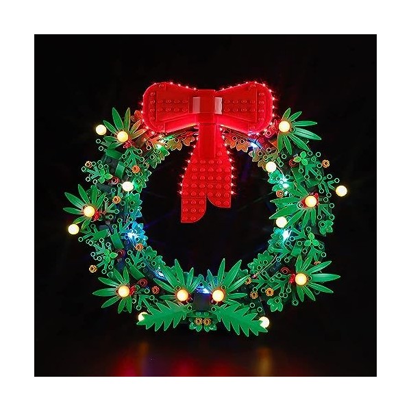 Kyglaring Kit déclairage LED sans modèle - Compatible avec Lego-40426 Christmas Wreath 2-in-1 Building Blocks Model Set - 
