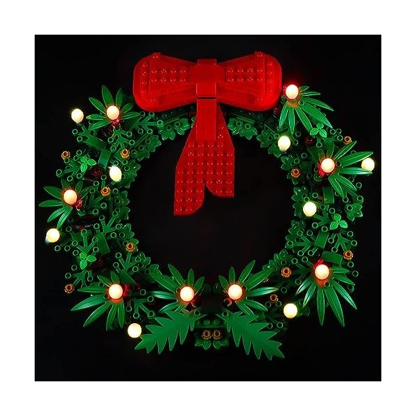 Kyglaring Kit déclairage LED sans modèle - Compatible avec Lego-40426 Christmas Wreath 2-in-1 Building Blocks Model Set - 