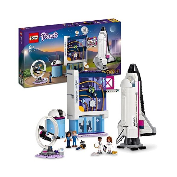 LEGO 41713 Friends L’Académie de l’Espace d’Olivia: Jouet sur lespace, avec Navette Spatiale, Cadeay Éducatif, pour Enfants,