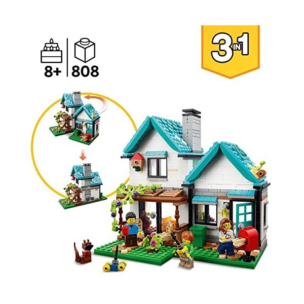 LEGO 31139 Creator 3-en-1 La Maison Accueillante: Kit de Construction Trois Maisons Différentes, Minifigurines et Accessoires