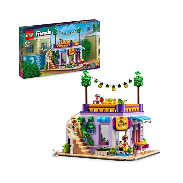 LEGO 41747 Friends La Cuisine Collective de Heartlake City, Jouet avec Accessoires de Maison, 3 Mini-Poupées Plus Figurine Ch