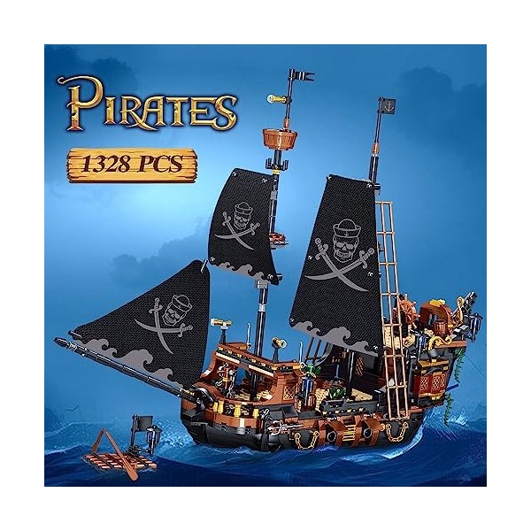 Etarnfly Bateau pirate Black Pearl Blocs de construction, Ideas Jouet de construction pour pirates, cadeau pour à partir de 6