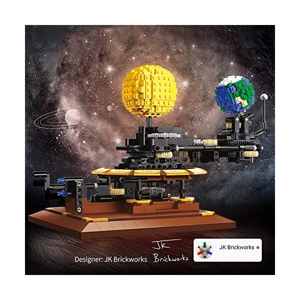 CADA C71004W Kit de blocs de serrage techniques, MOC-4477 865 blocs de construction CADA Master Terre, Lune et Soleil Orrery