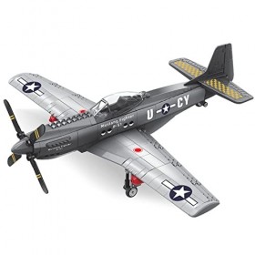 Apostrophe Games WW2 P - 51 Mustang Fighter Plane – Ensemble de Jouets de Construction de 258 Pièces - Jouet davion pour Enf