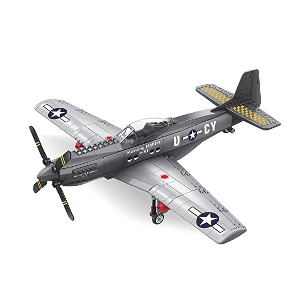 Apostrophe Games WW2 P - 51 Mustang Fighter Plane – Ensemble de Jouets de Construction de 258 Pièces - Jouet davion pour Enf