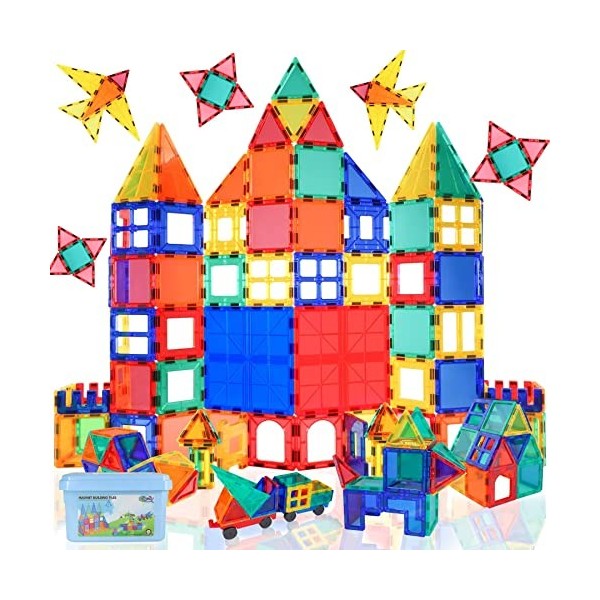 Gifts2U Lot de 116 blocs de construction magnétiques pour enfants, jouets STEM