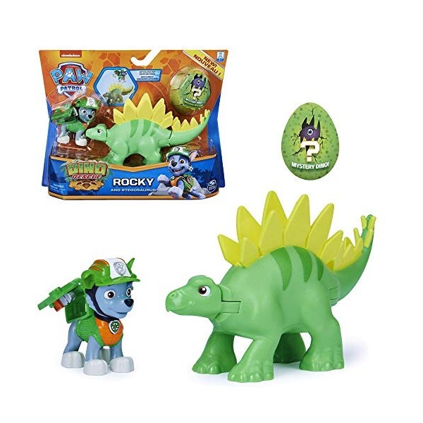 Dino Rescue Action Pack | Set avec Figurine et Dinosaure | Pat Patrouille, Figure:Rubble