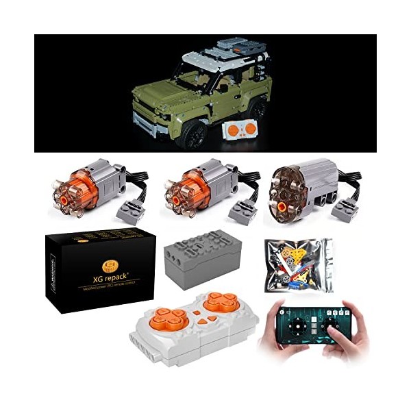 XGREPACK Moteur Système d’Alimentation modifié RC Kit pour Lego Technic Land Rover Defender - 42110 Lego Set Non Inclus 