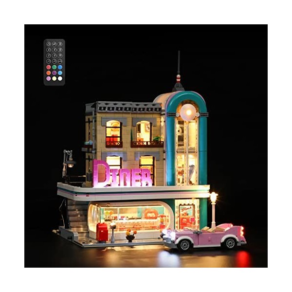 GEAMENT Jeu De Lumières Télécommande Compatible avec Lego Amerikanisches Diner Downtown Diner - Kit Déclairage LED pour 