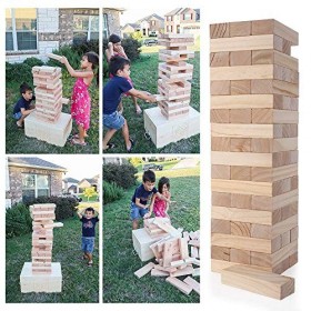 TUAHOO Jeux de plein air - Tour géante en bois - Jeu empilable pour familles et enfants - Jeu de jardin 0,6 m à 1,2 m 