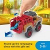 Fisher-Price Imaginext Jurassic World Camp Cretaceous Runaway Dinos, vehicle set with 3 dinosaur figures for preschool kids a