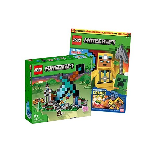 Lego Minecraft Set : lavant-poste de lépée 21244 + magazine Lego Minecraft actuel bandes dessinées, affiches avec mini 