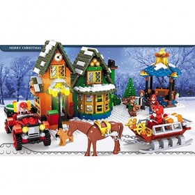 Série de Noël Jeu de Construction,Noël Architecture Village de Noël Blocs de Construction Créatif de Jouet de Noël Compatible