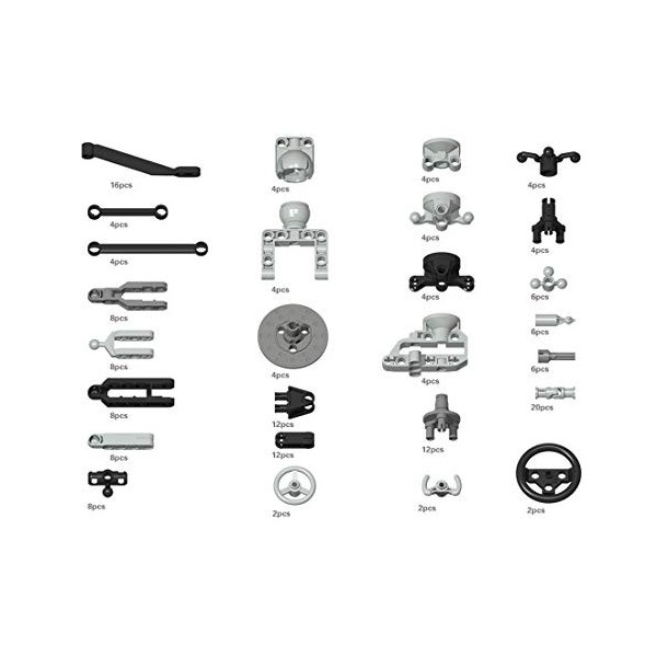 PLEX Technic Lot de 180 pièces de rechange pour pièces techniques, pièces de construction et pièces compatibles avec les pièc