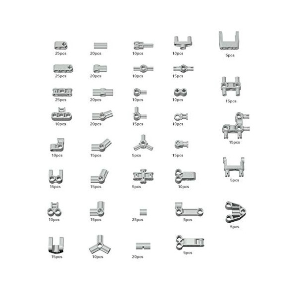 PLEX Technic Lot de 180 pièces de rechange pour pièces techniques, pièces de construction et pièces compatibles avec les pièc