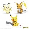 MEGA Pokémon 3 figurines évolutions de Pikachu à construire, jeu de briques de construction, 622 pièces, pour enfant dès 7 an