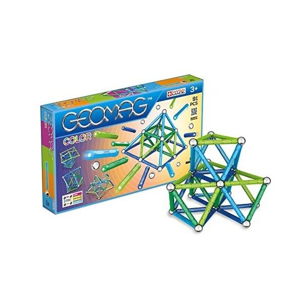 Geomag - Classic 263 Color, Constructions Magnétiques et Jeux Educatifs, GMC03, Multicolore, 91 Pièces