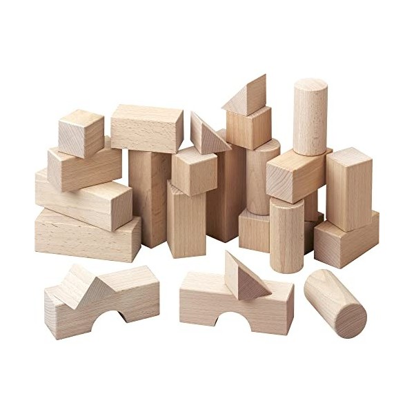 HABA 1071 Starter set- Basic Building Blocks -26 Wooden Pieces, for Ages 1 and Up Made in Germany 
