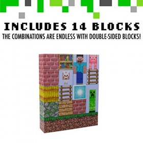 Paladone Minecraft Character Building Light - 16 Rearrangeable Light Blocks and Grass Base, Build Your Own Level