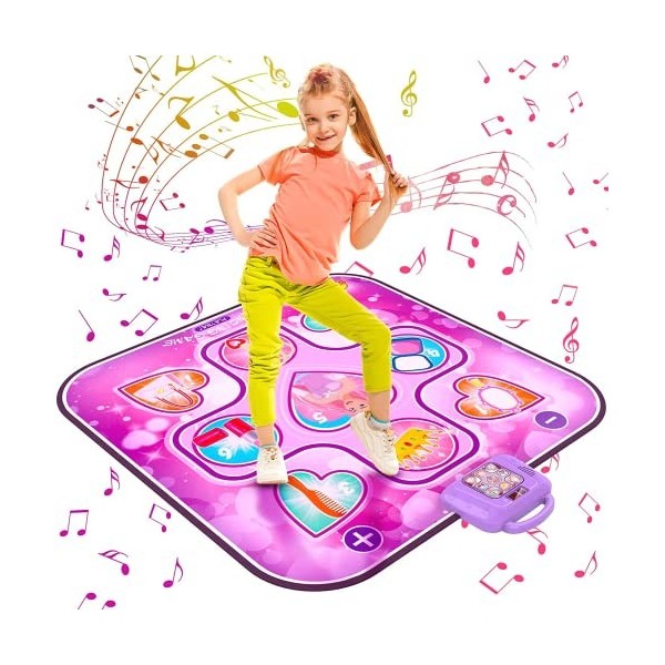 Aucrsozk Enfants Tapis de Danse pour Filles 3 4 5 6 7 8 9 10+ Ans avec Bluetooth, Interactif Musical Tapis Danse pour Cadeau 