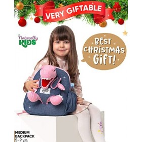 Naturally KIDS Moyen Sac à Dos Avec Dinosaure Rose Peluche pour Enfants 3 4 5 Ans - Cadeau Anniversaire Fille Garcon 2 3 4 5 