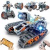 HOGOKIDS Technic Robots télécommandés avec lumière LED - 5 in 1 RC Jouets de construction Tank Auto Tracked Racer avec App té