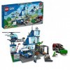 LEGO 60316 City Le Commissariat de Police: Jouet de Construction avec Voiture, Camion de Poubelle et Hélicoptère, pour Les En