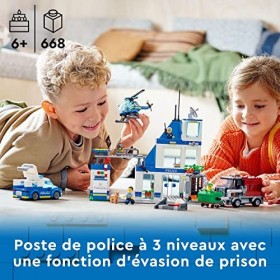 LEGO 60316 City Le Commissariat de Police: Jouet de Construction avec Voiture, Camion de Poubelle et Hélicoptère, pour Les En