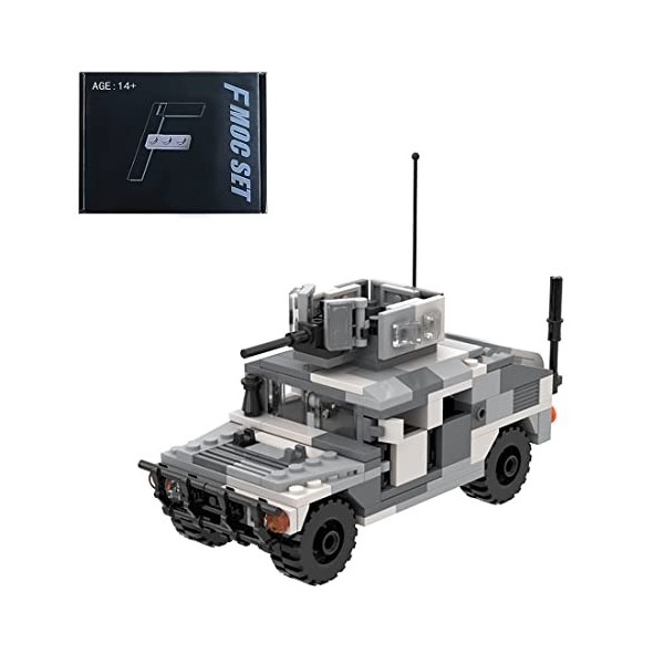 KOAEY Véhicules Blindés Militaires Militaire Camion Jouet Bloc de Construction Compatibles avec Lego 227PCS/BK&GN&BN 