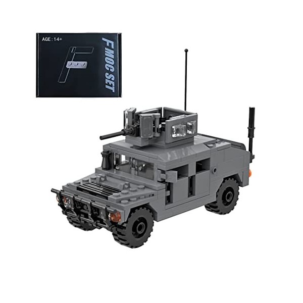 KOAEY Véhicules Blindés Militaires Militaire Camion Jouet Bloc de Construction Compatibles avec Lego 227PCS/BK&GN&BN 