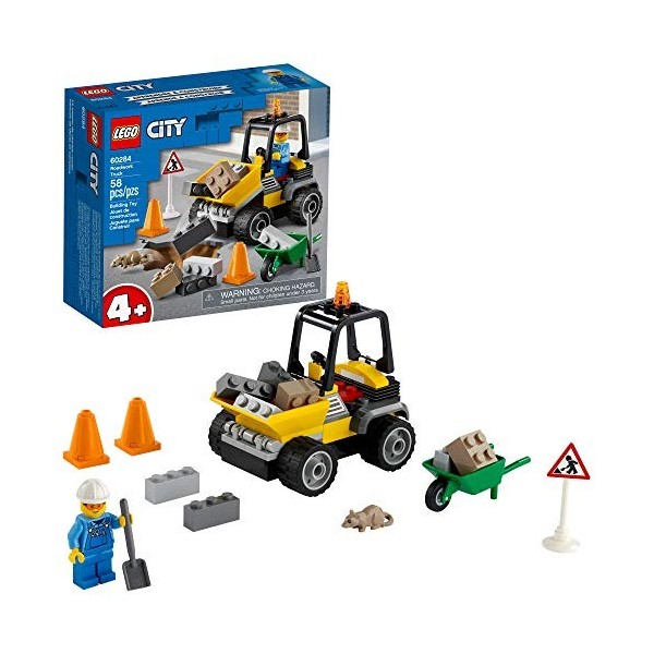 LEGO City Roadwork Truck 60284 Toy Building Kit. Cool Roadworks Construction Set for Kids, New 2021 58 Pieces 