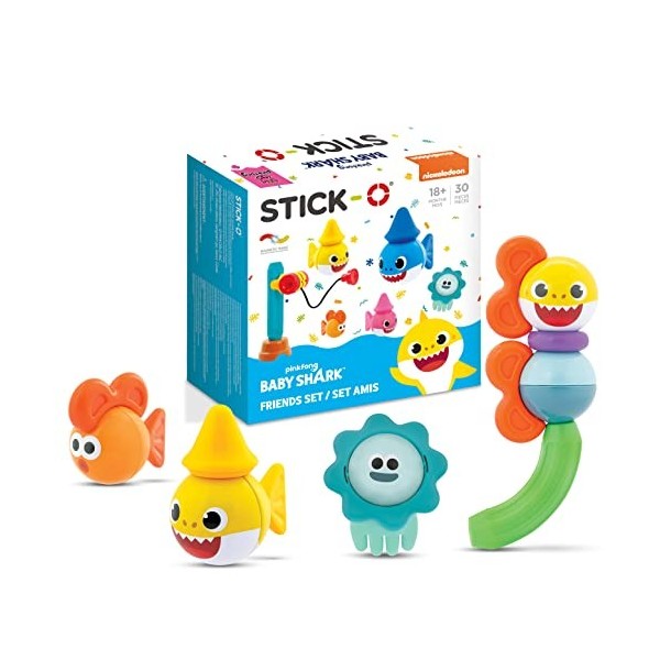 Stick-O Baby Shark Friends Blocs de Construction magnétiques pour Enfants dâge préscolaire Facile à Tenir